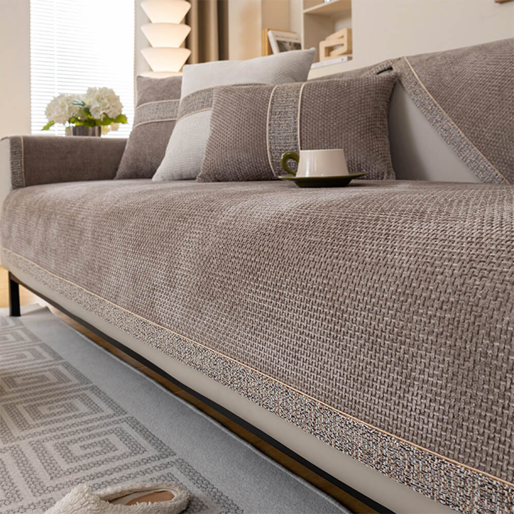 Sofa Cover Velvet-Soft Chenille Non-Slip Backing & Scratch-Resistant