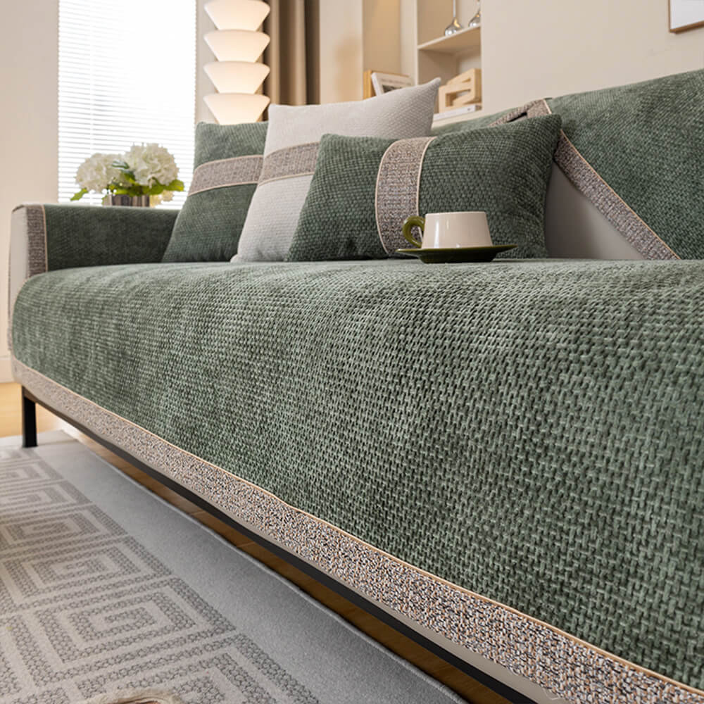 Sofa Cover Velvet-Soft Chenille Non-Slip Backing & Scratch-Resistant