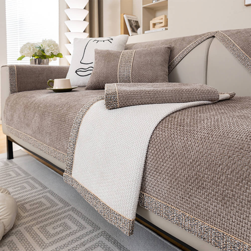 Sofa Cover Velvet-Soft Chenille Non-Slip Backing & Scratch-Resistant
