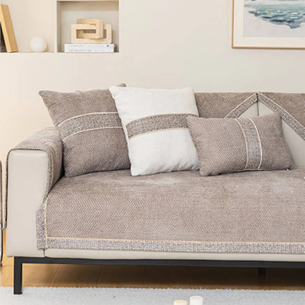 Sofa Cover Velvet-Soft Chenille Non-Slip Backing & Scratch-Resistant