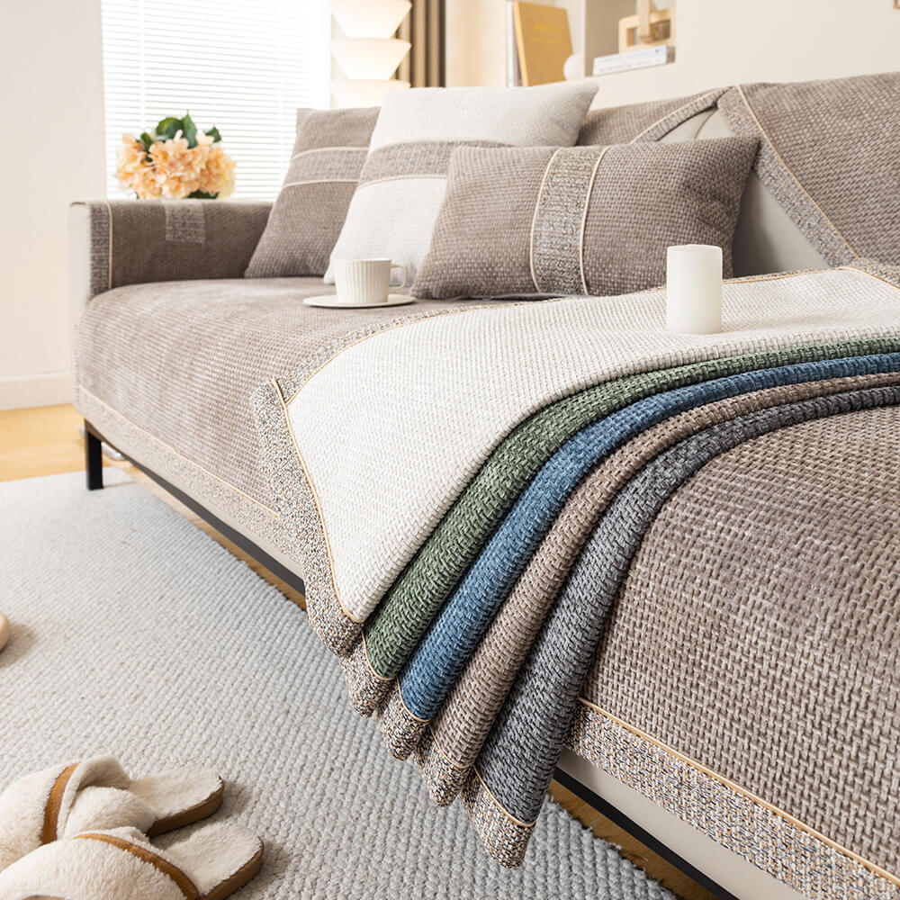 Sofa Cover Velvet-Soft Chenille Non-Slip Backing & Scratch-Resistant