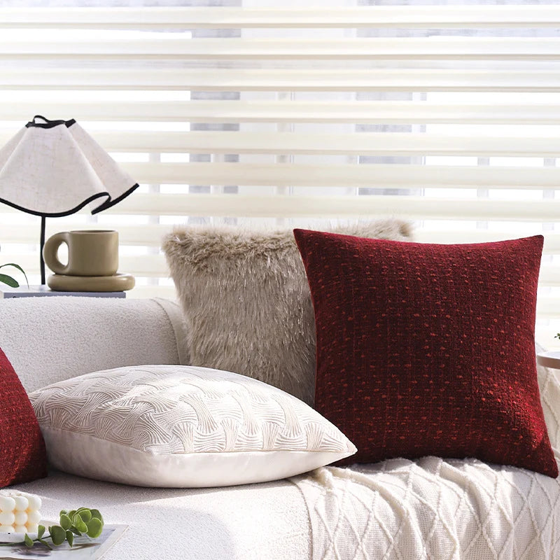 Sofa Cushion Cover Quilted Linen-Look Cotton Blend Machine Washable