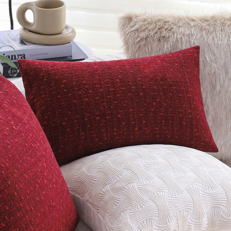 Sofa Cushion Cover Quilted Linen-Look Cotton Blend Machine Washable