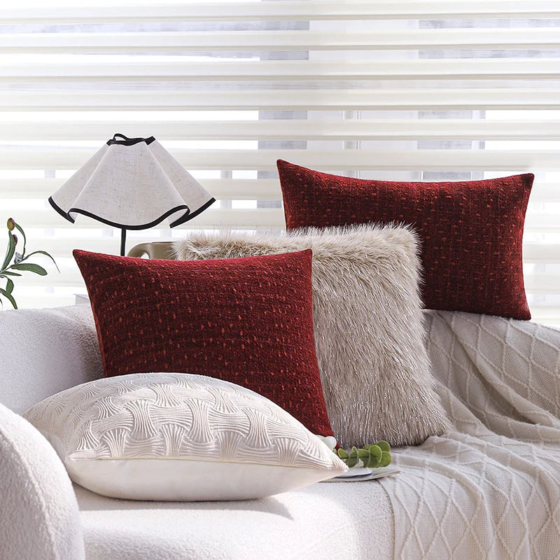 Sofa Cushion Cover Quilted Linen-Look Cotton Blend Machine Washable