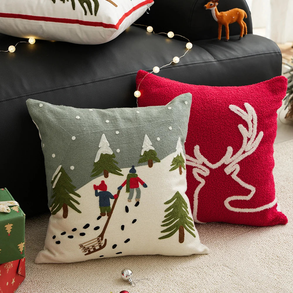 Sofa Cushion Hand-Embroidered & Removable Cover