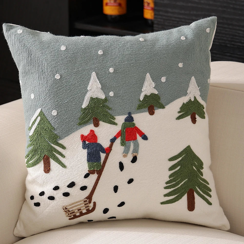 Sofa Cushion Hand-Embroidered & Removable Cover