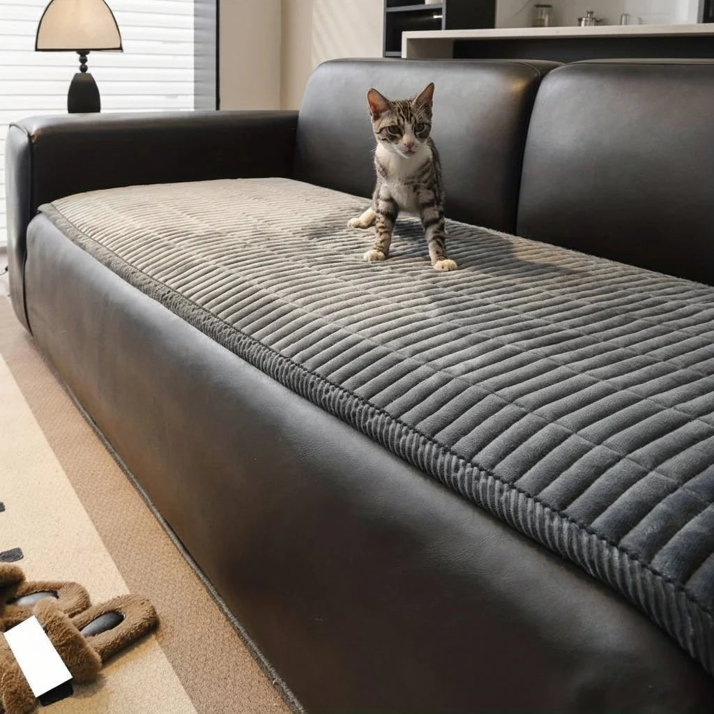 Sofa Seat Cover Quilted Corduroy Microfiber Piped Edges