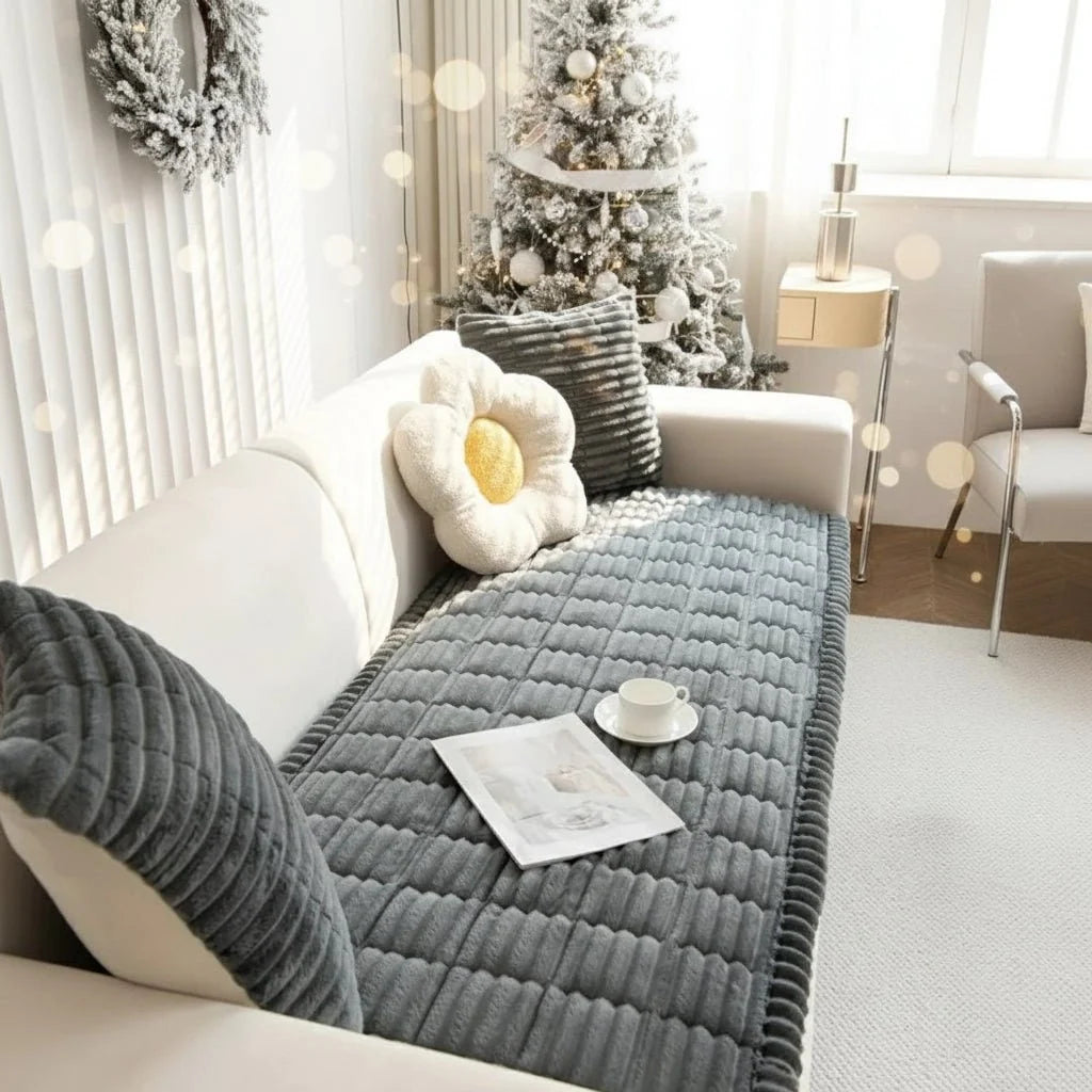 Sofa Seat Cover Quilted Microfiber Non-Slip & Piped Edge