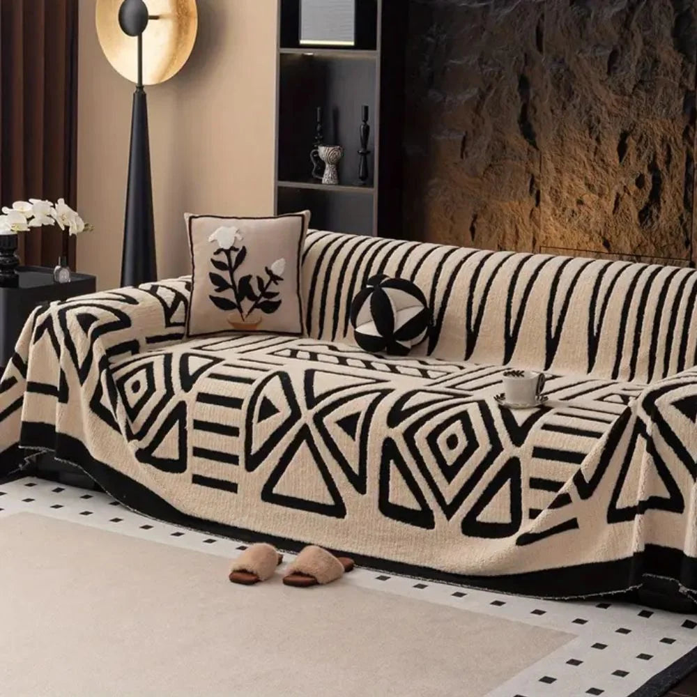 Sofa Slipcover Jacquard Velvet Microfiber Non-Slip