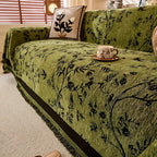 Sofa Throw Blanket Chenille Floral Jacquard Anti-Slip