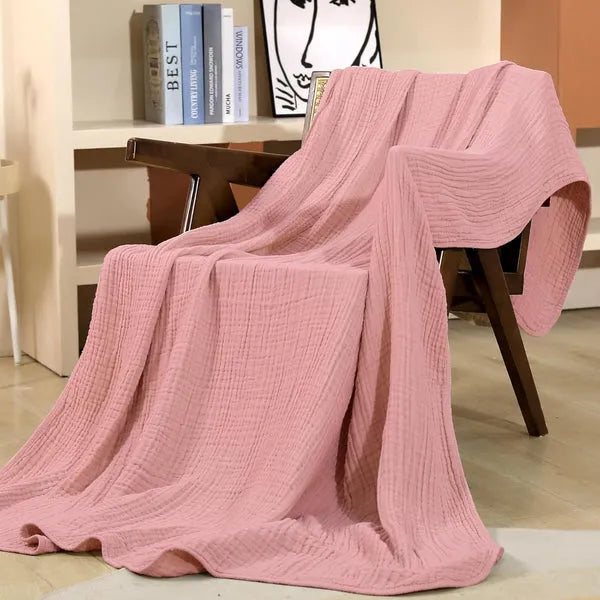 Sofa Throw Blanket Cotton Muslin Lightweight & Breathable