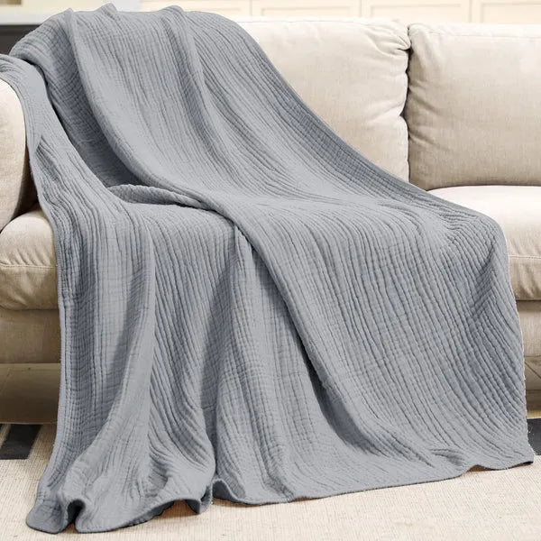 Sofa Throw Blanket Cotton Muslin Lightweight & Breathable