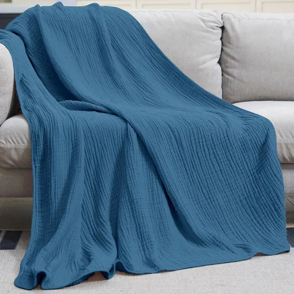 Sofa Throw Blanket Cotton Muslin Lightweight & Breathable