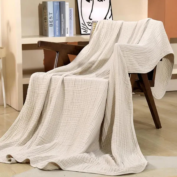 Sofa Throw Blanket Cotton Muslin Lightweight & Breathable