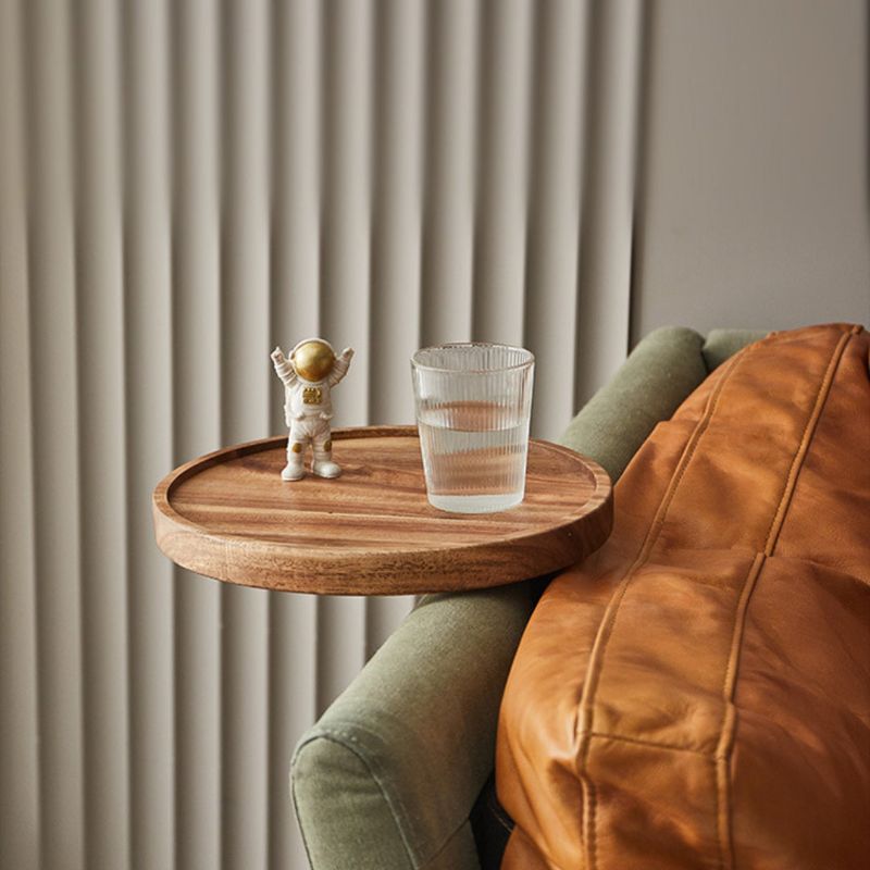 Sofa Tray Table Solid Wood Clip-On Walnut Finish