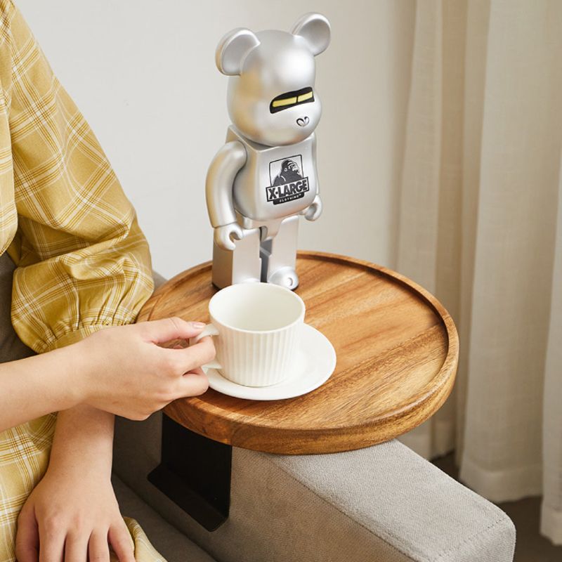 Sofa Tray Table Solid Wood Clip-On Walnut Finish