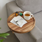 Sofa Tray Table Solid Wood Clip-On Walnut Finish