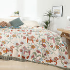 Soft 4-Layer Cotton Reversible Blanket (Tassel Trim)