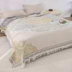 Soft Breathable 100% Cotton Reversible Jacquard Throw Blanket (All-Season)