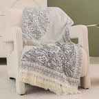 Soft Breathable 100% Cotton Reversible Jacquard Throw Blanket (All-Season)
