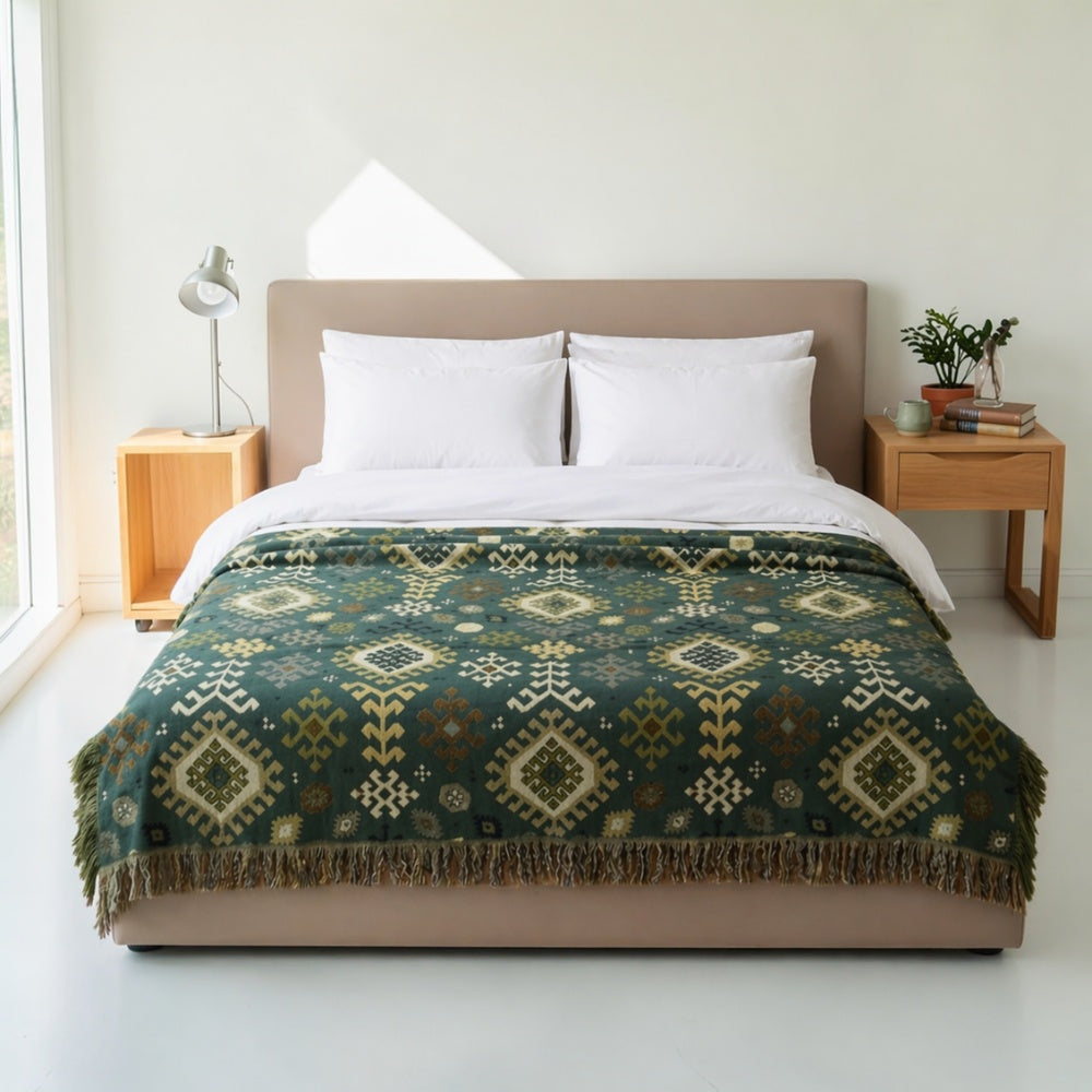 Soft Breathable Cotton Reversible Throw Blanket