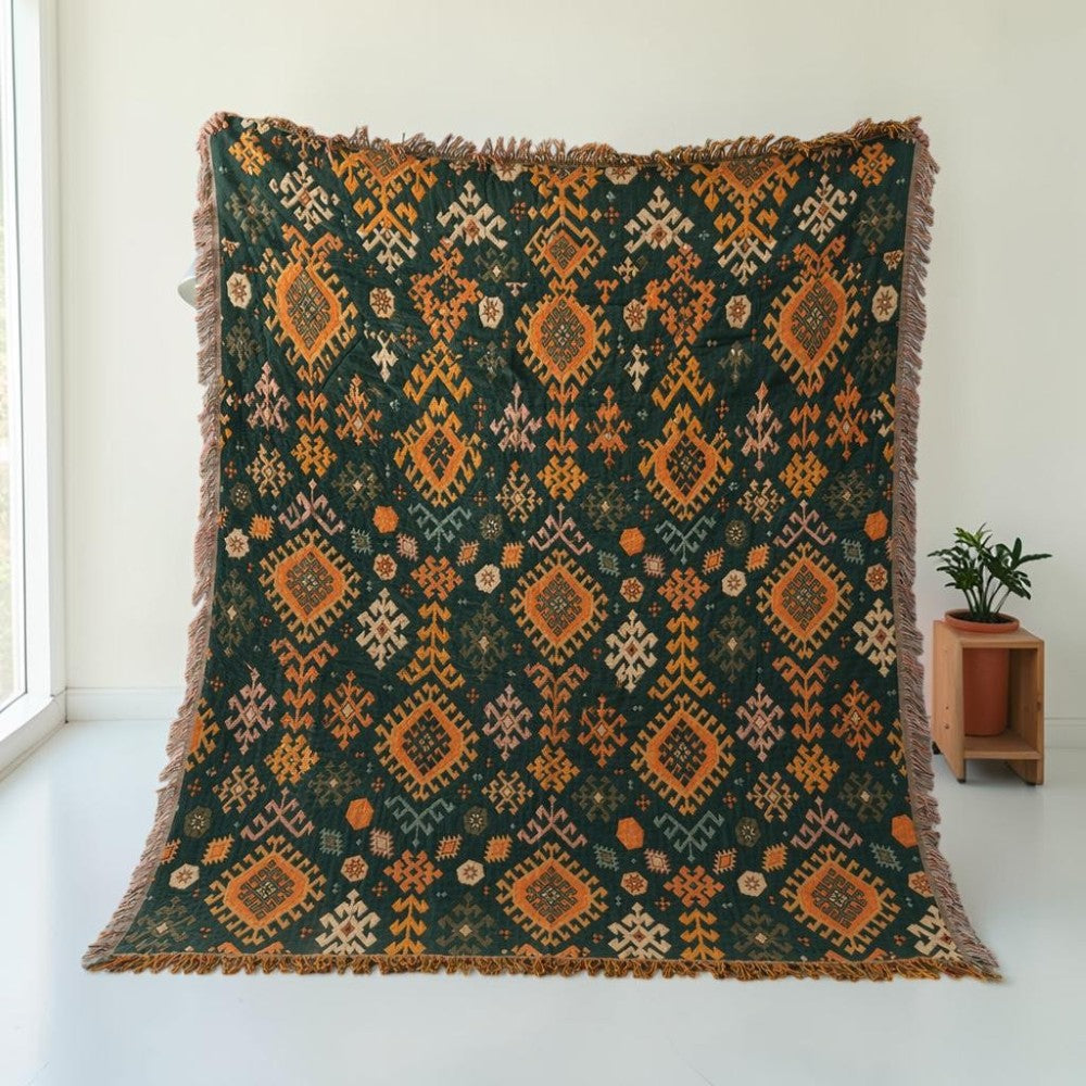 Soft Breathable Cotton Reversible Throw Blanket