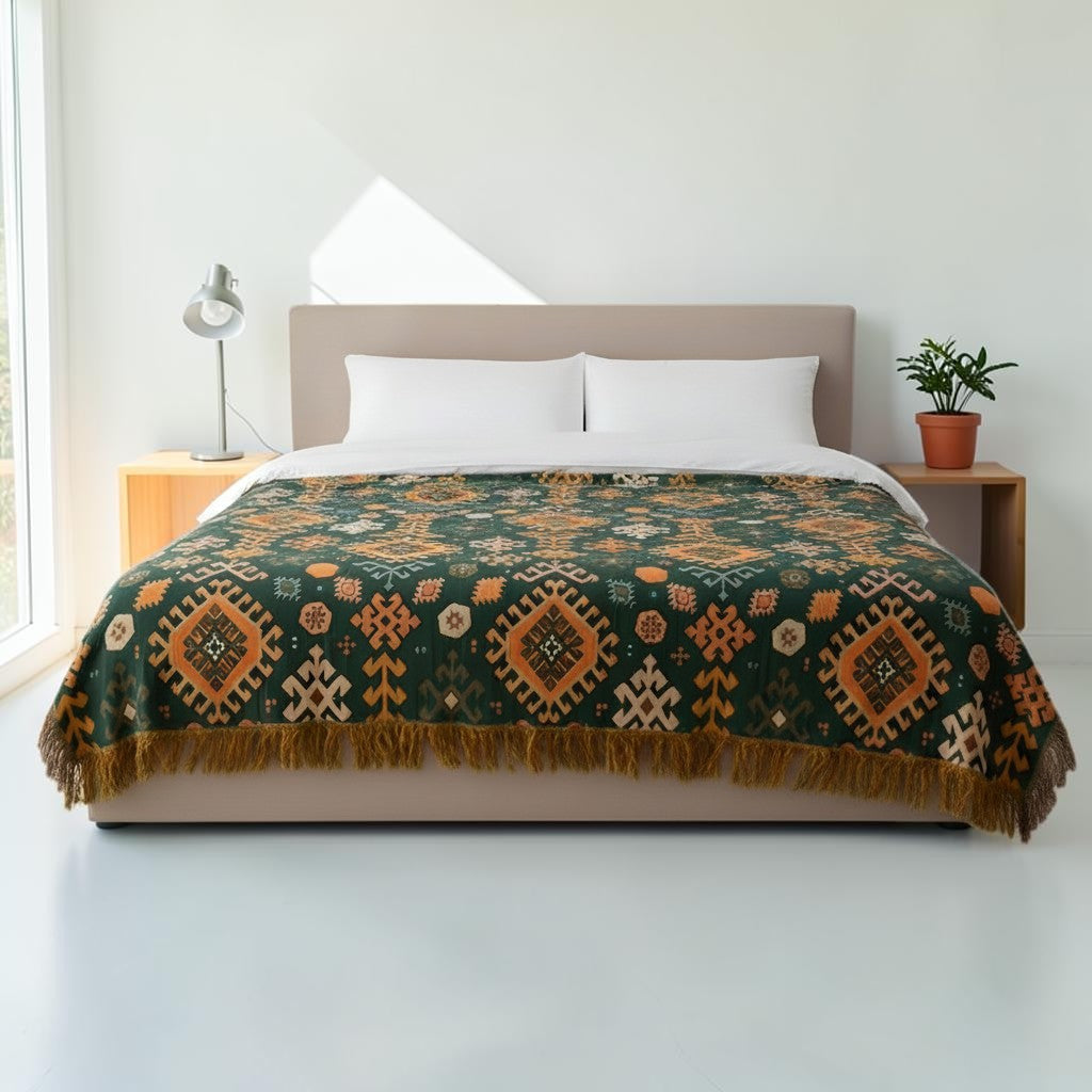 Soft Breathable Cotton Reversible Throw Blanket