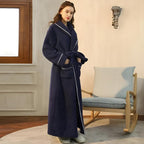 Soft Coral Fleece Shawl-Collar Bathrobe (Unisex)