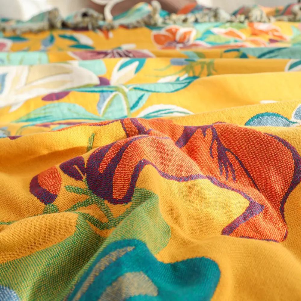 Soft Cotton Tropical Print Throw