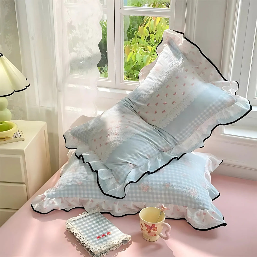 Soft Gauze Ruffled Lace Pillowcases (Set of 2)
