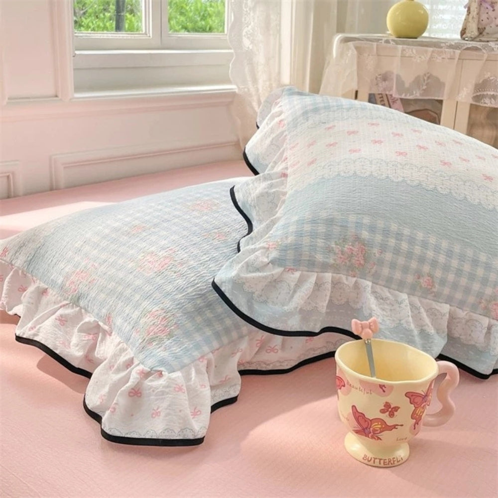 Soft Gauze Ruffled Lace Pillowcases (Set of 2)