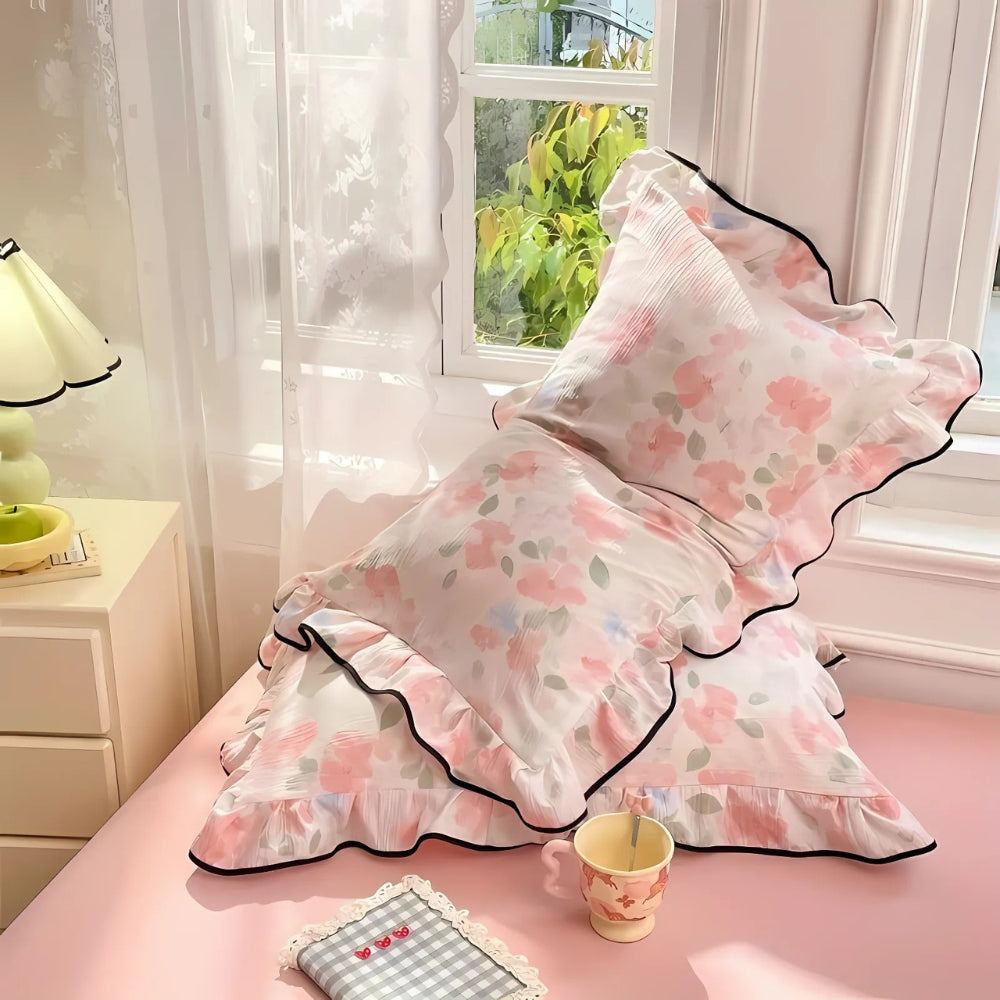 Soft Gauze Ruffled Lace Pillowcases (Set of 2)