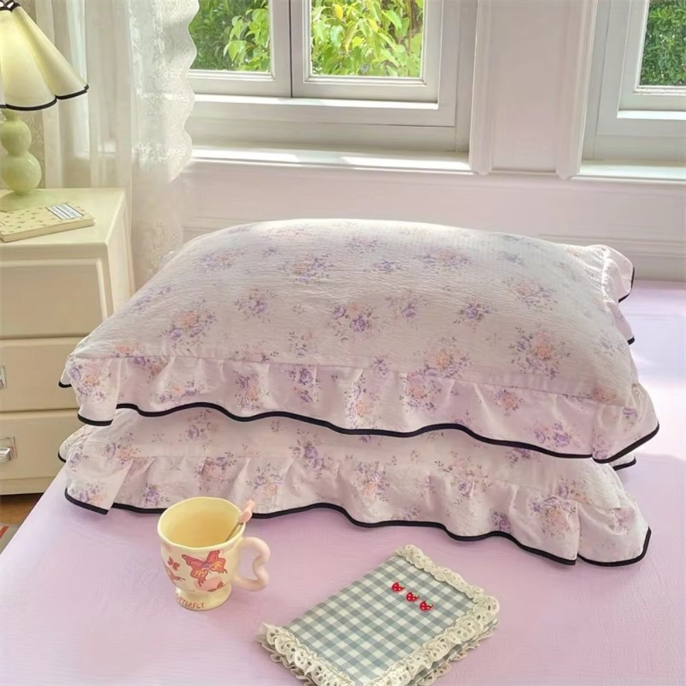 Soft Gauze Ruffled Lace Pillowcases (Set of 2)