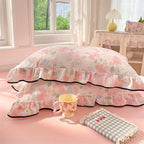 Soft Gauze Ruffled Lace Pillowcases (Set of 2)