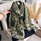 Soft Microfiber Blend Double-Sided Floral Shawl