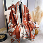 Soft Microfiber Blend Double-Sided Floral Shawl