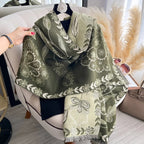 Soft Microfiber Blend Double-Sided Floral Shawl