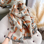 Soft Microfiber Blend Double-Sided Floral Shawl