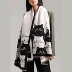 Soft Microfiber Cat Jacquard Pashmina Scarf (Generous Size)
