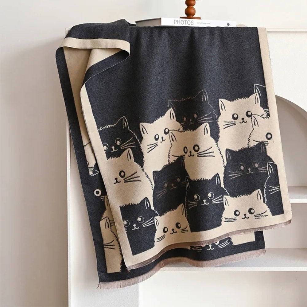 Soft Microfiber Cat Jacquard Pashmina Scarf (Generous Size)