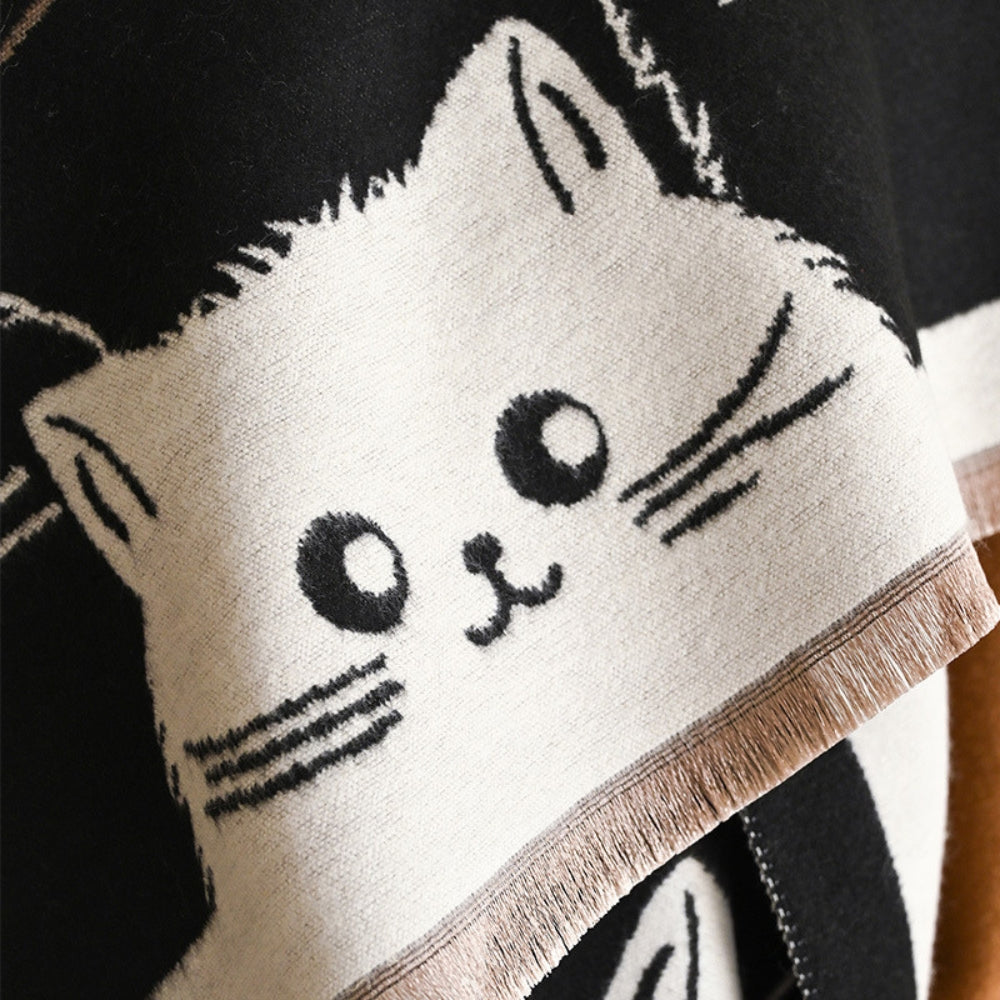 Soft Microfiber Cat Jacquard Pashmina Scarf (Generous Size)