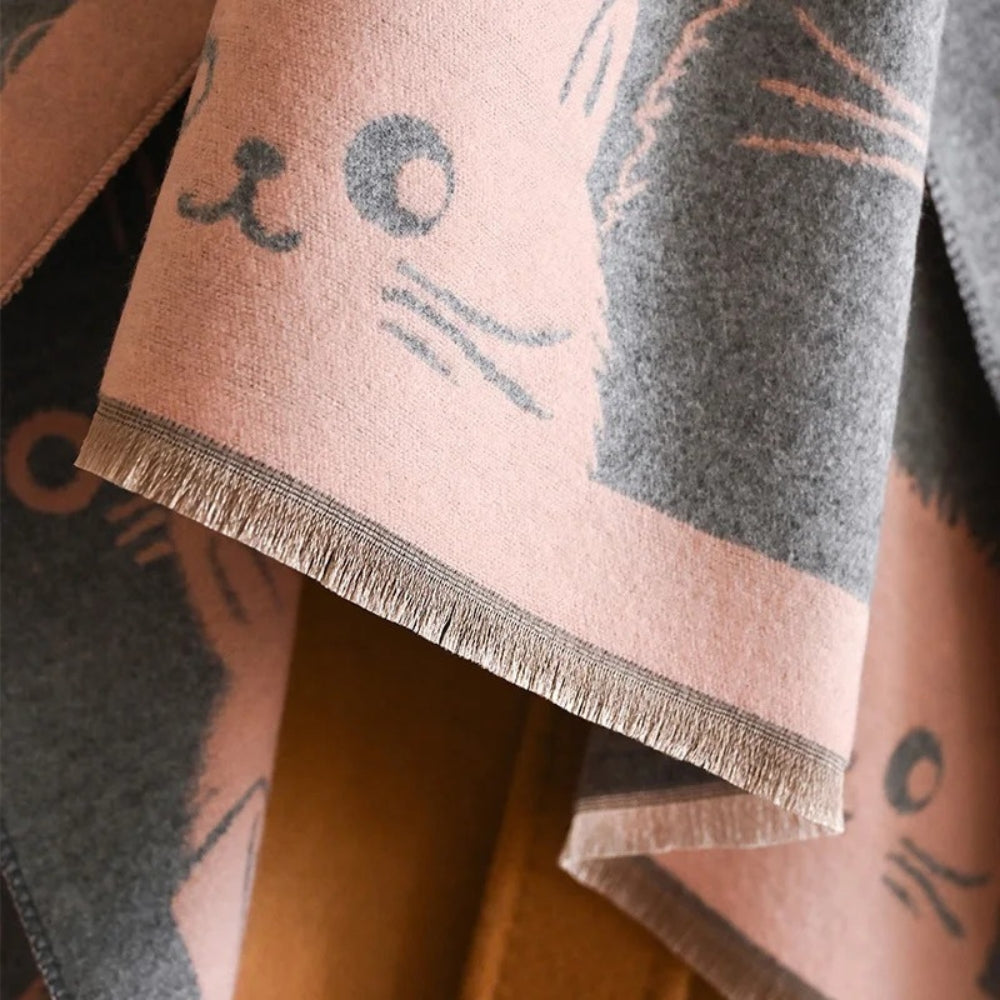 Soft Microfiber Cat Jacquard Pashmina Scarf (Generous Size)