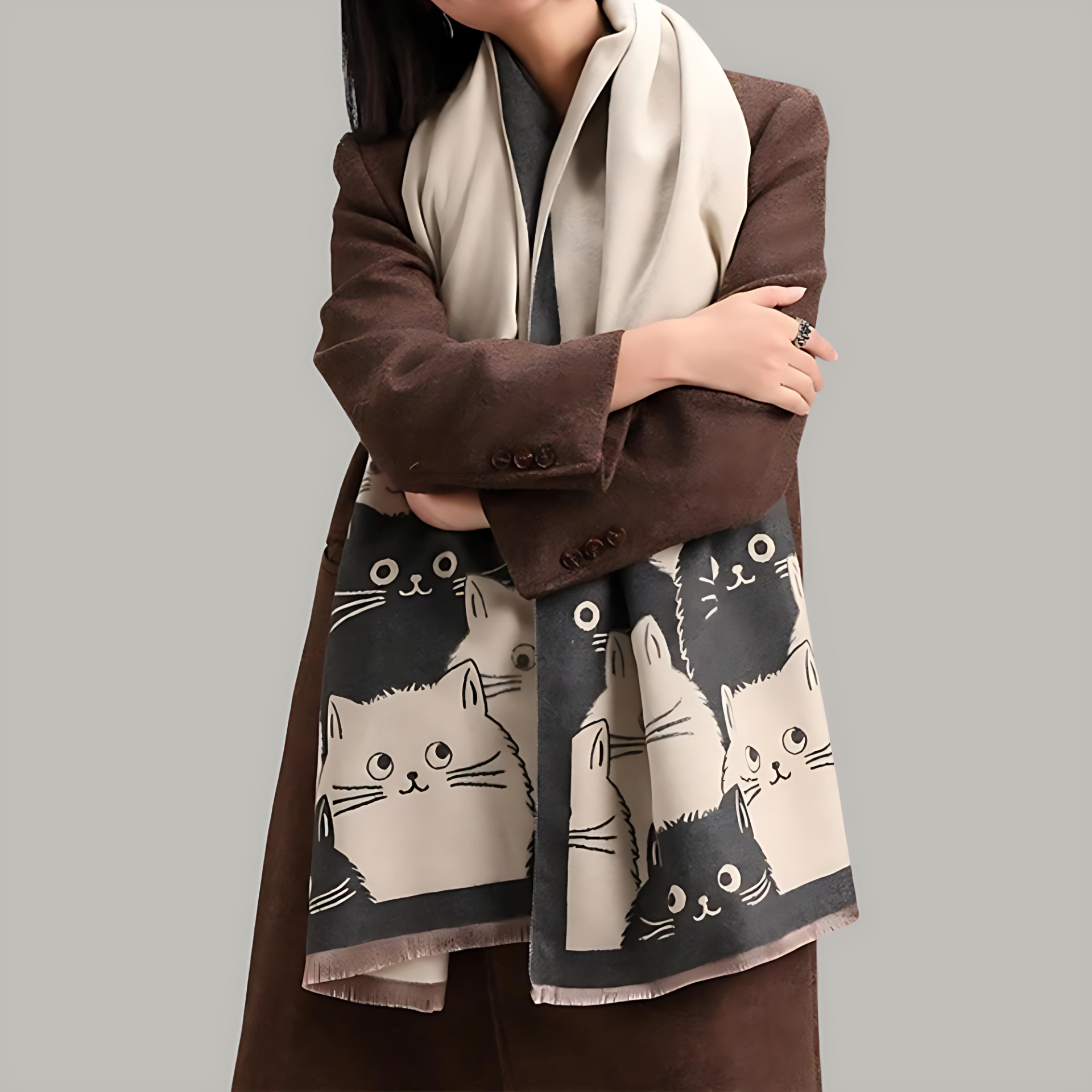 Soft Microfiber Cat Jacquard Pashmina Scarf (Generous Size)
