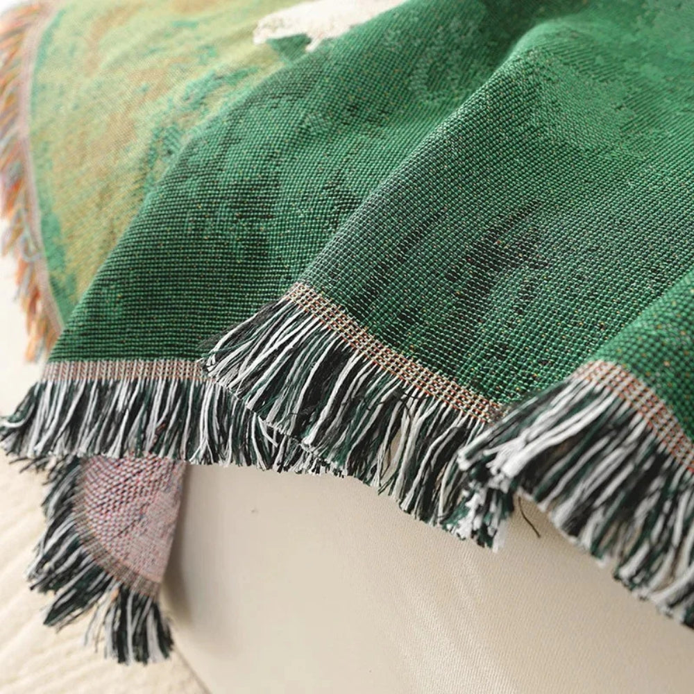 Soft Microfiber-Cotton Woven Sheep Throw Blanket