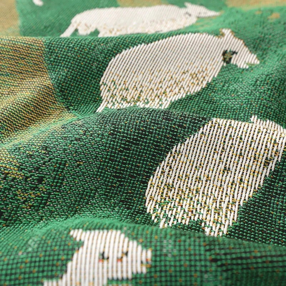 Soft Microfiber-Cotton Woven Sheep Throw Blanket