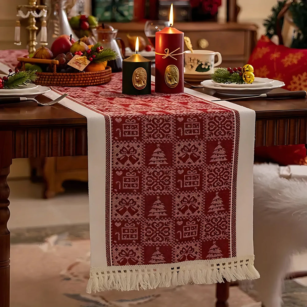 Soft Microfiber Easy-Care Festive Elk Table Runner