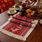 Soft Microfiber Easy-Care Festive Elk Table Runner