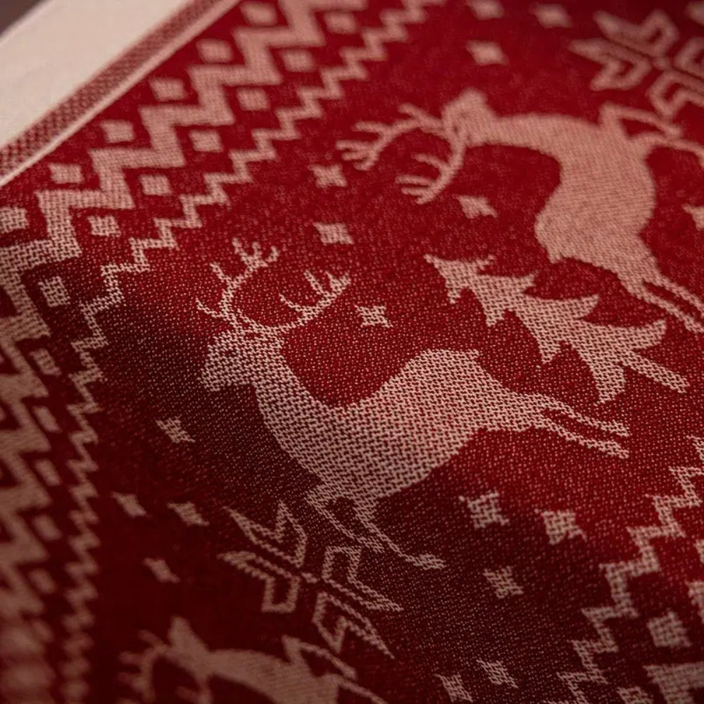 Soft Microfiber Easy-Care Festive Elk Table Runner