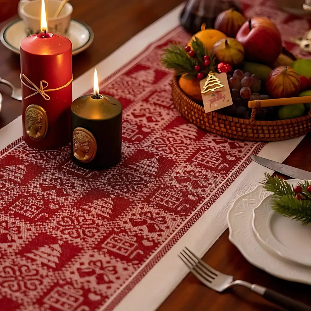 Soft Microfiber Easy-Care Festive Elk Table Runner