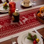 Soft Microfiber Easy-Care Festive Elk Table Runner
